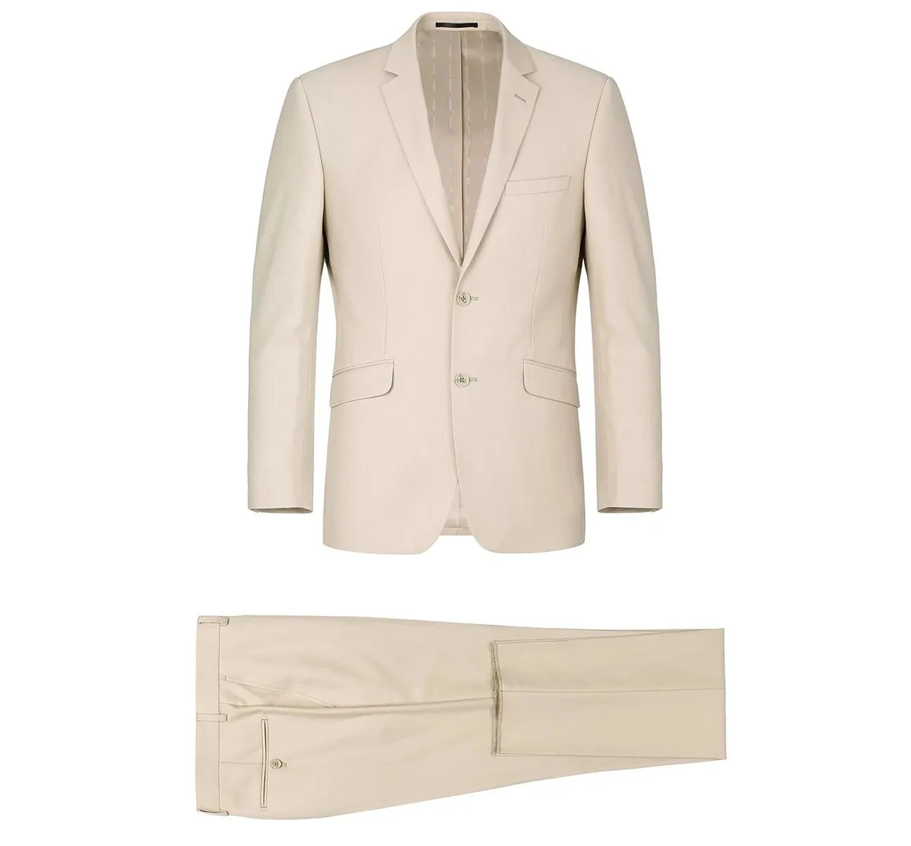 RENOIR Beige 2-Piece Classic Fit Single Breasted Notch Lapel Suit 201-3