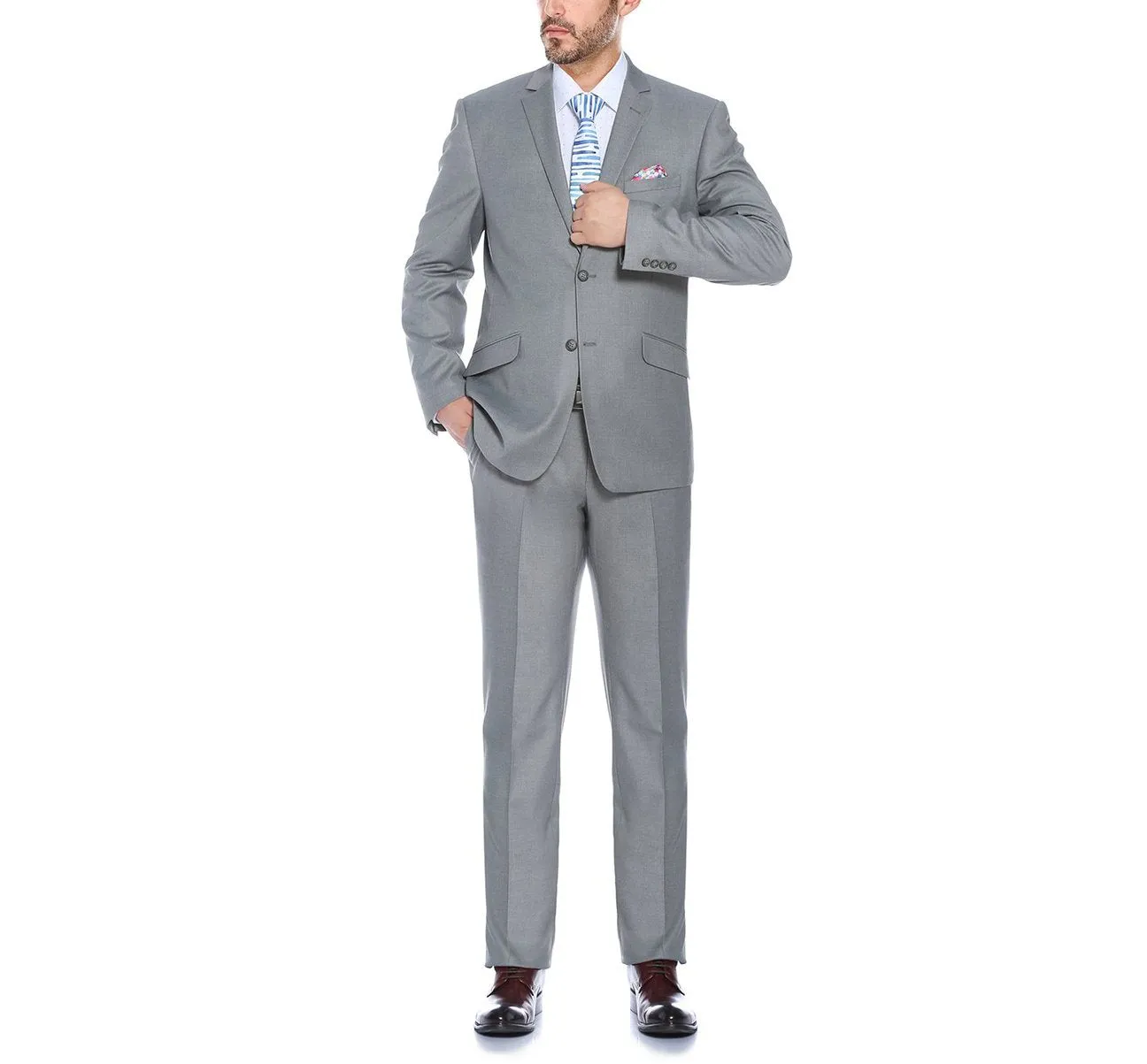 RENOIR Slim Fit Solid Notch Lapel 2-Piece Suit 2110-2