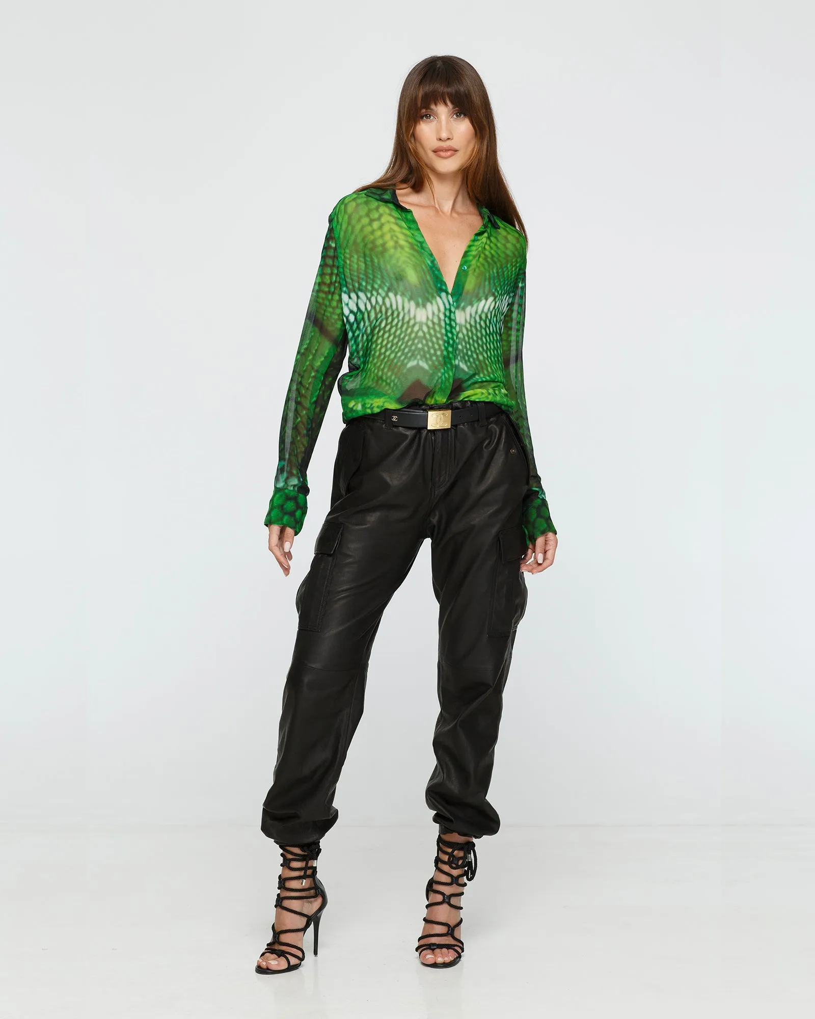 Scaled Silk Shirt Green/Red