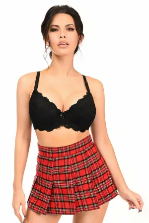 School Girl Red Plaid Mini Skirt