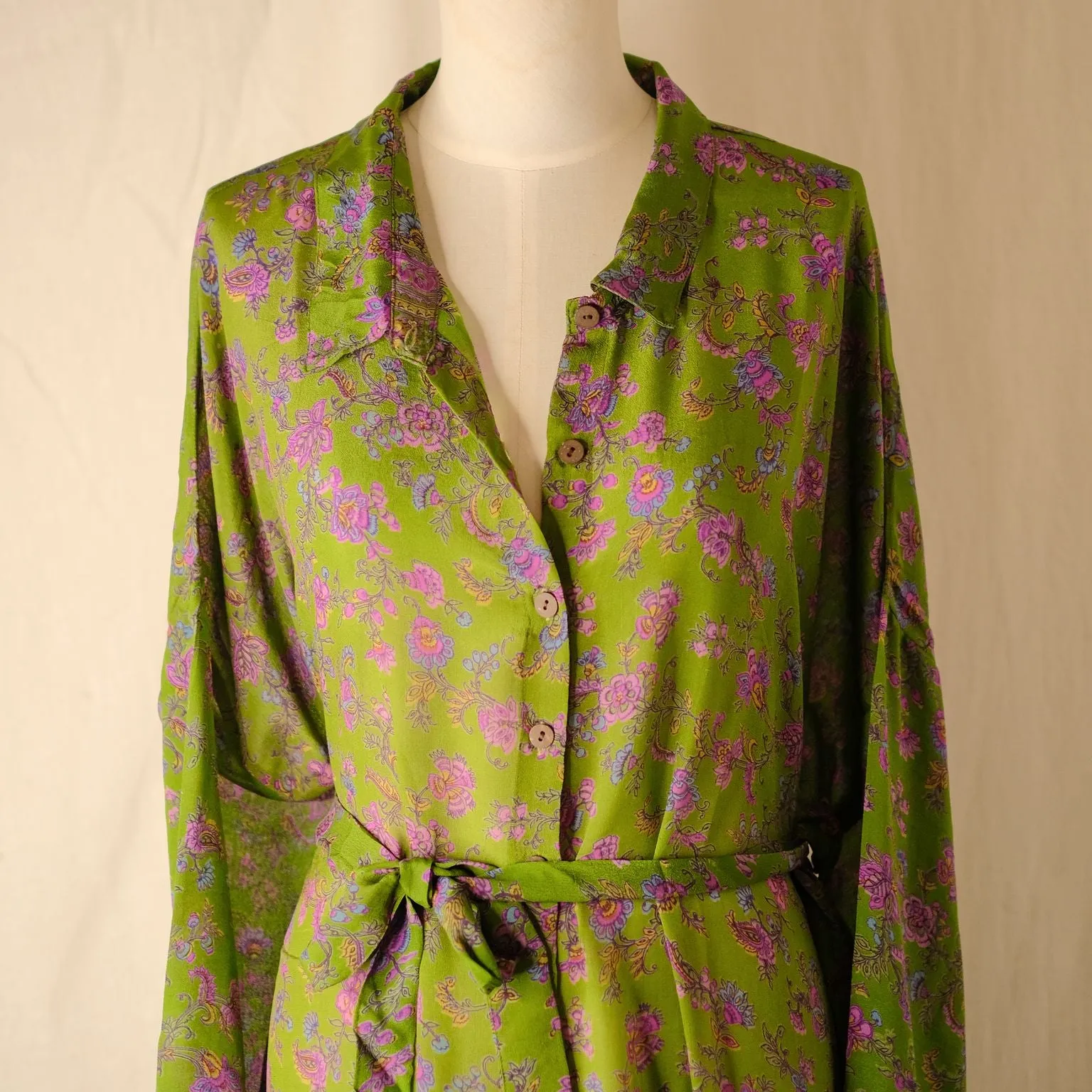 Silk Shirt Dress – Lime