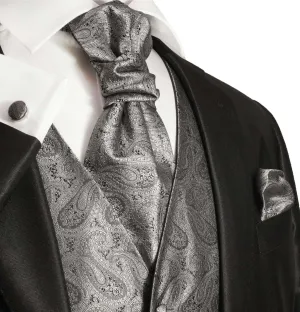 Silver Gray Paisley Tuxedo Vest Set