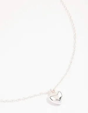 Silver Mini Puffy Heart Pendant Necklace