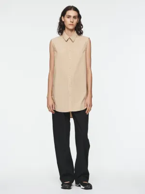 Sleeveless Buttondown Shirt in Nude