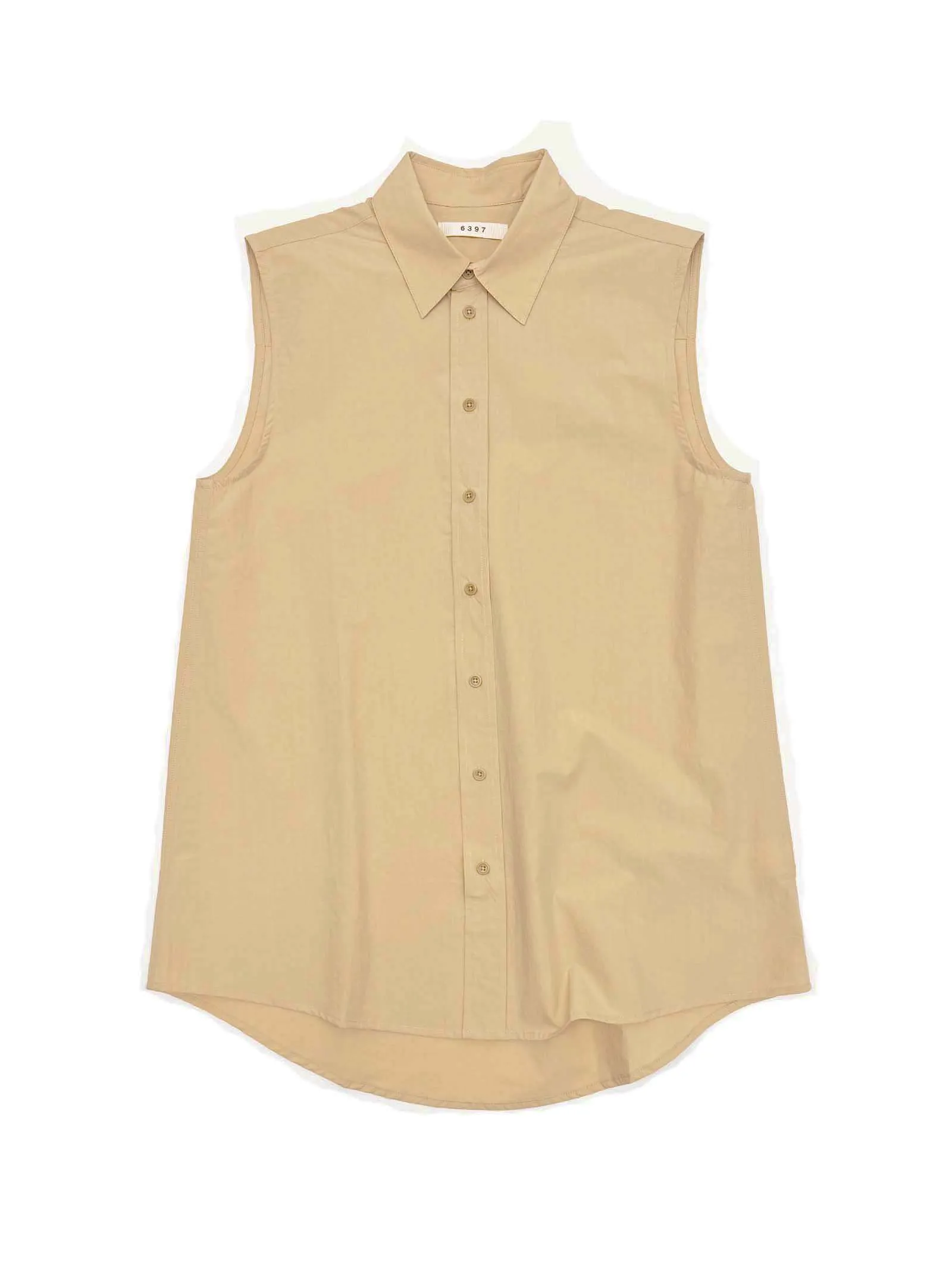 Sleeveless Buttondown Shirt in Nude