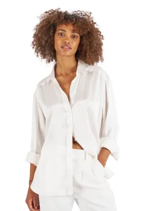 Soie White Oversized 100% Silk Shirt