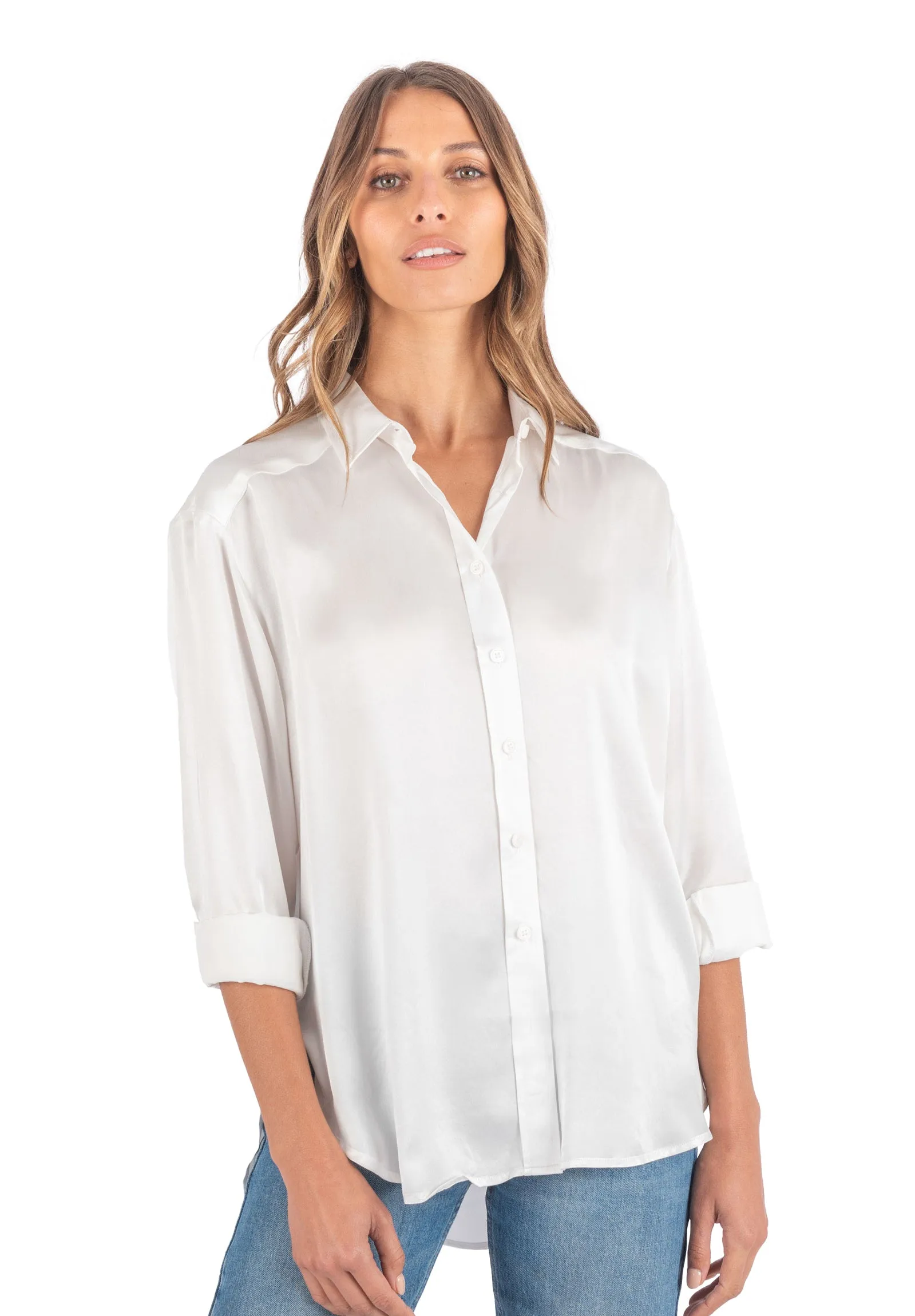 Soie White Oversized 100% Silk Shirt