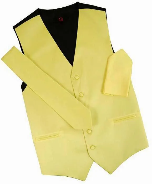 Solid Yellow Tuxedo Vest Set