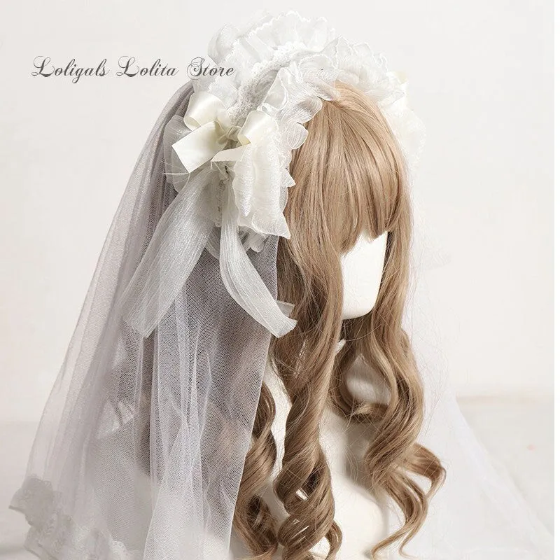 Sweet Lolita Headpiece Top Hat Lace Veil Fascinator Accessories for Wedding