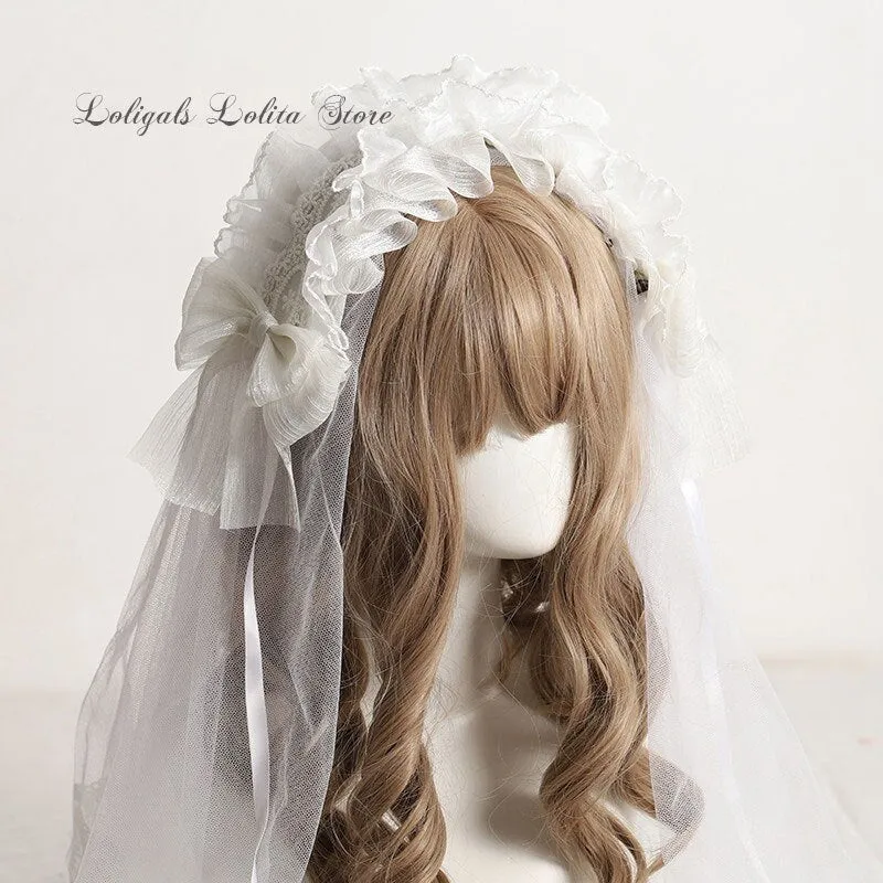 Sweet Lolita Headpiece Top Hat Lace Veil Fascinator Accessories for Wedding