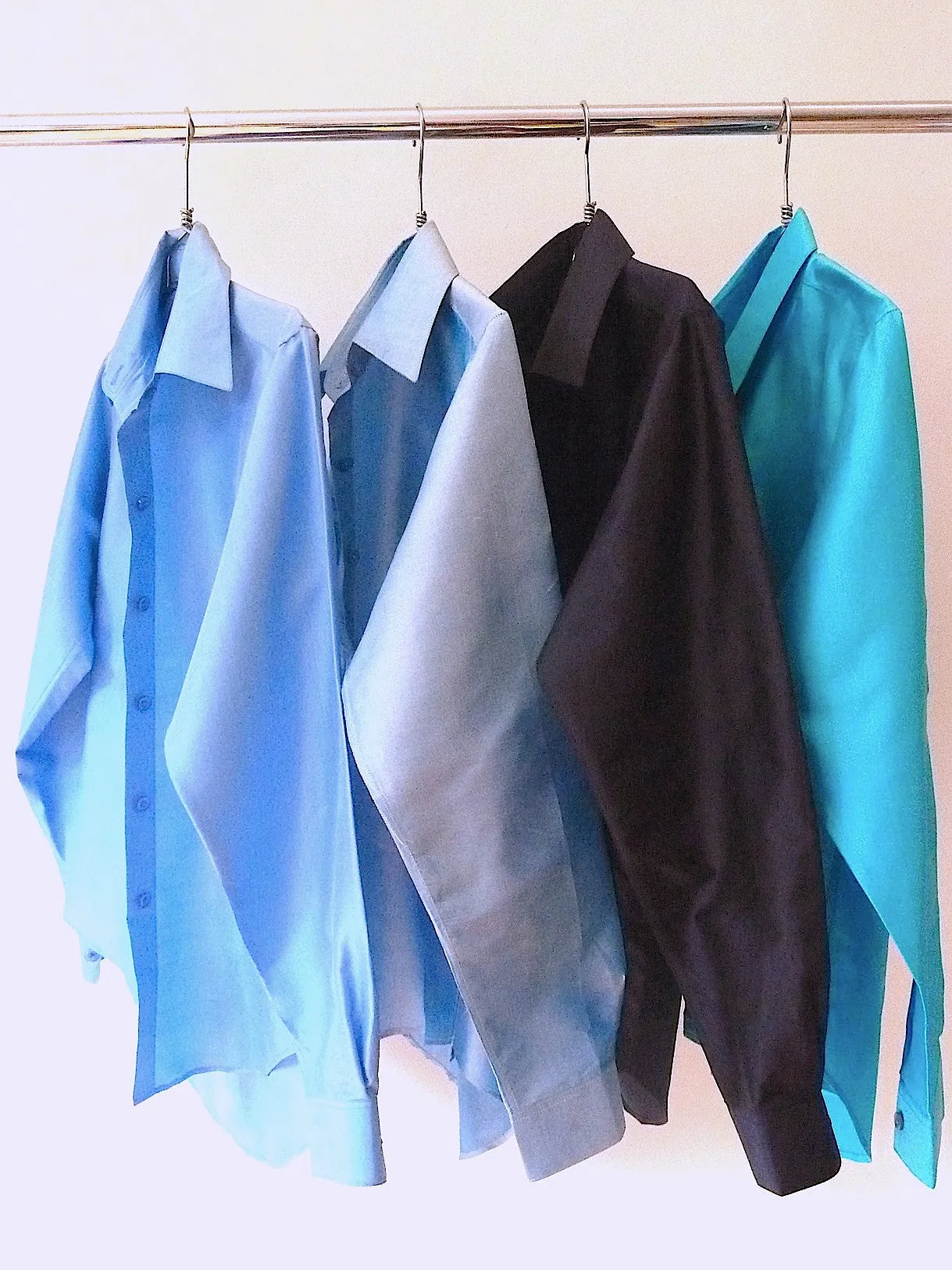 Thai Silk Button Down Shirt Assorted Blues