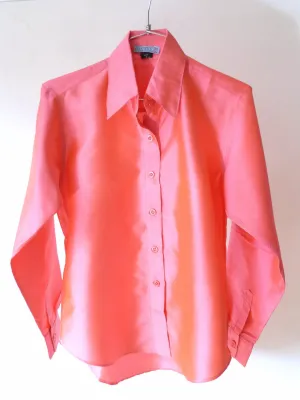 Thai Silk Button Down Shirt Salmon