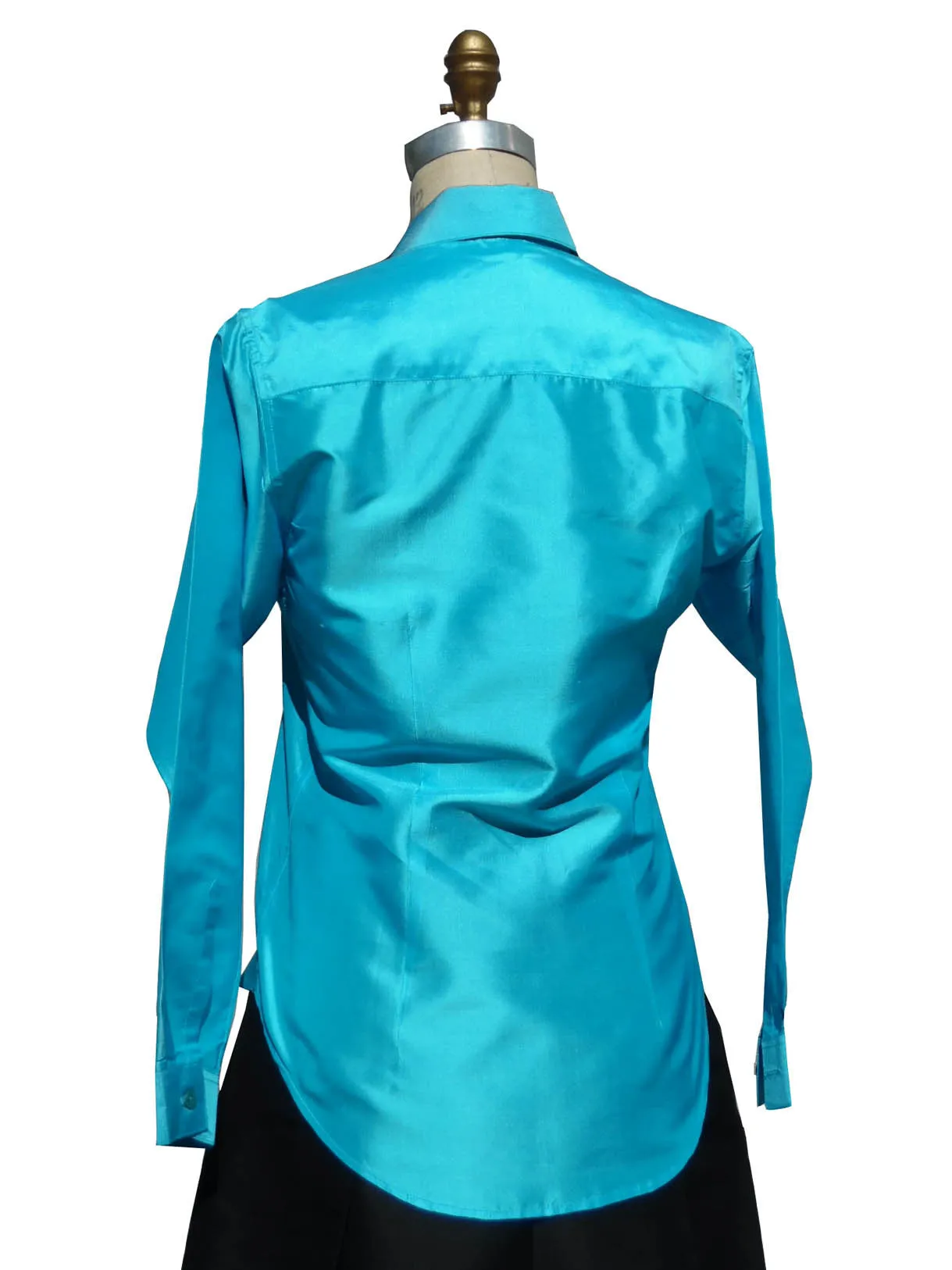 Thai Silk Button Down Shirt Turquoise