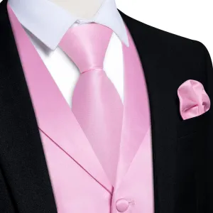 Ties2you Dress Vest Pink Pearl Solid Notched Collar Silk Mens Tuxedo Vest