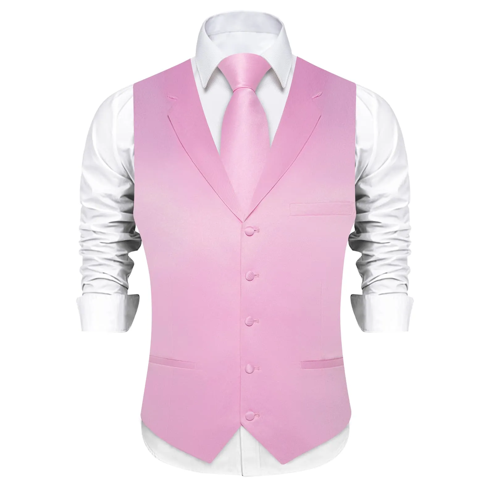 Ties2you Dress Vest Pink Pearl Solid Notched Collar Silk Mens Tuxedo Vest