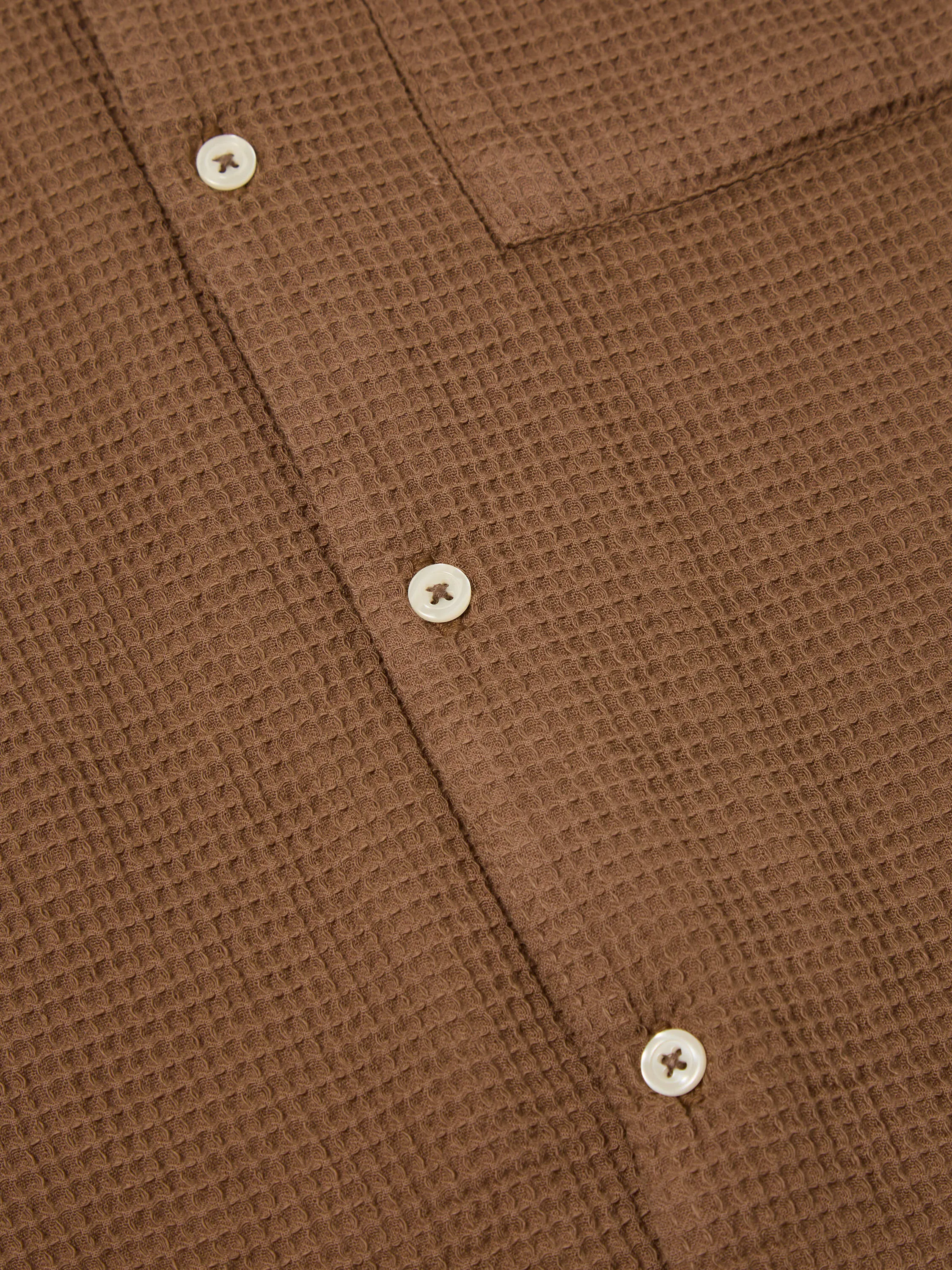 Universal Works Camp Shirt in Brown Japanese Waffle