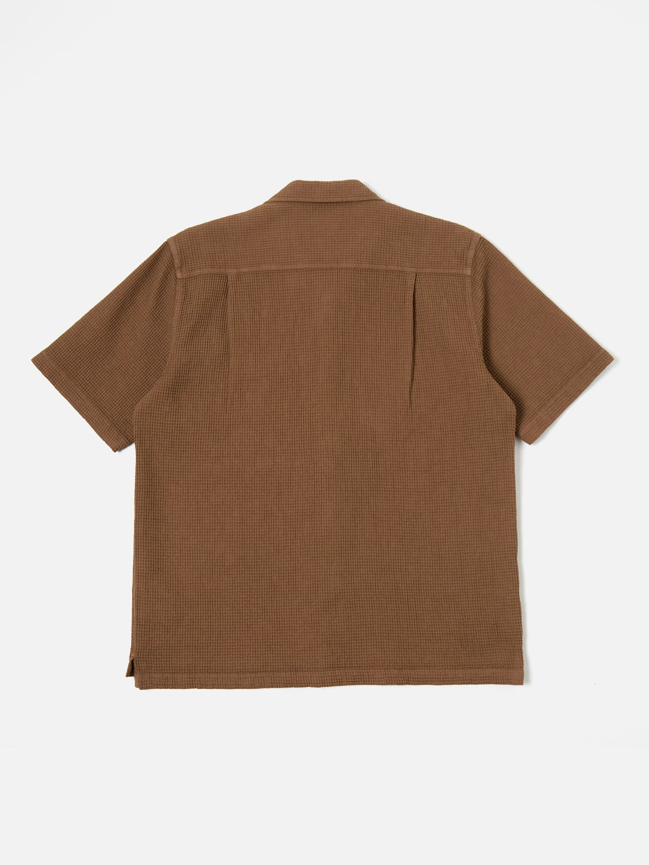 Universal Works Camp Shirt in Brown Japanese Waffle