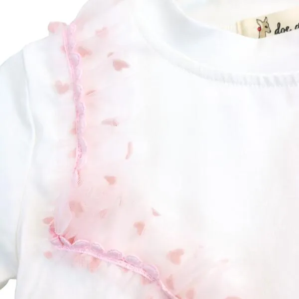 Velvet Heart Mesh Pink Trim Tee