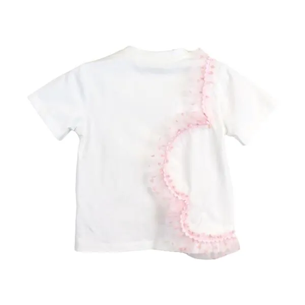 Velvet Heart Mesh Pink Trim Tee