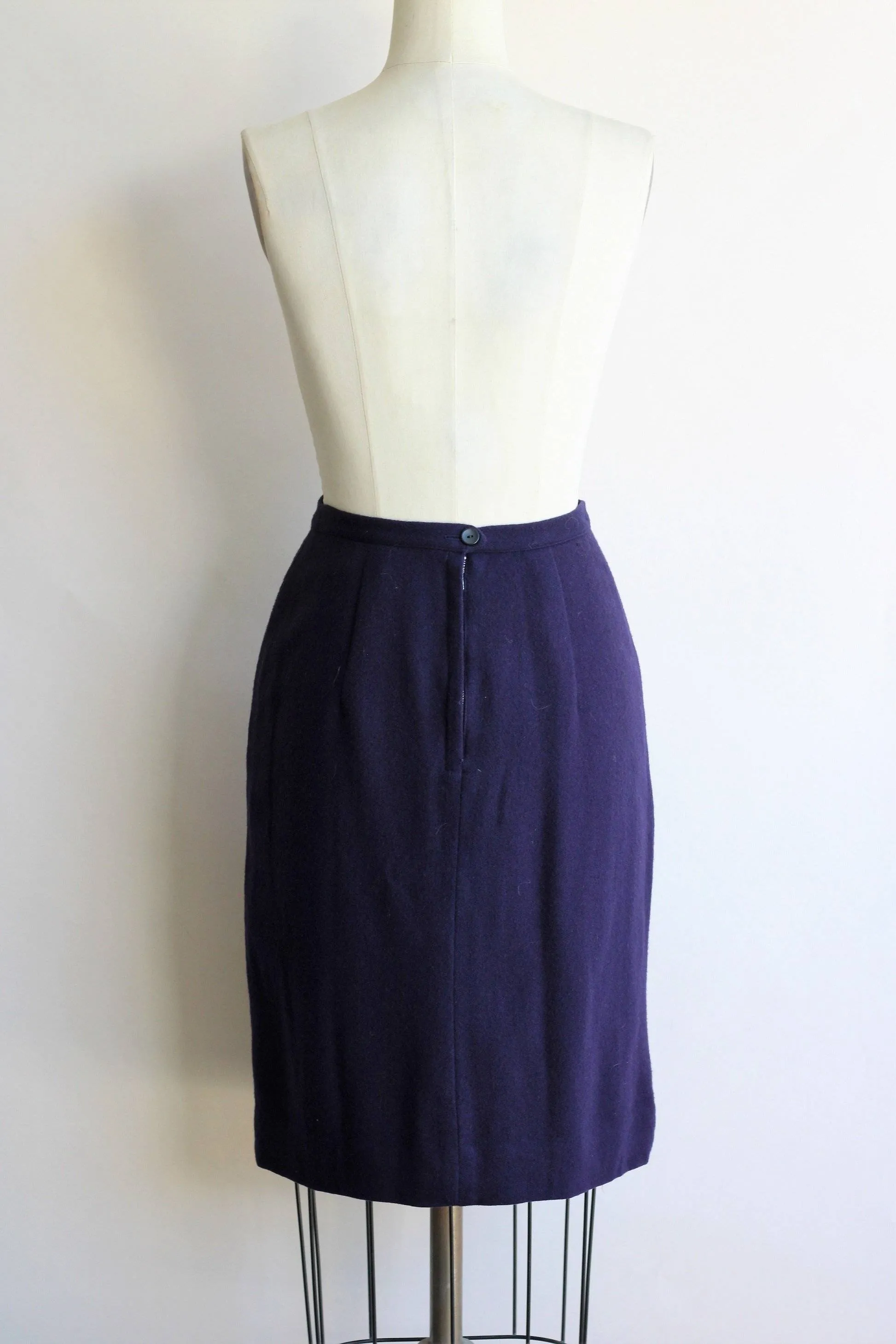 Vintage 1960s Navy Blue Wool Skirt, Campus Casuals