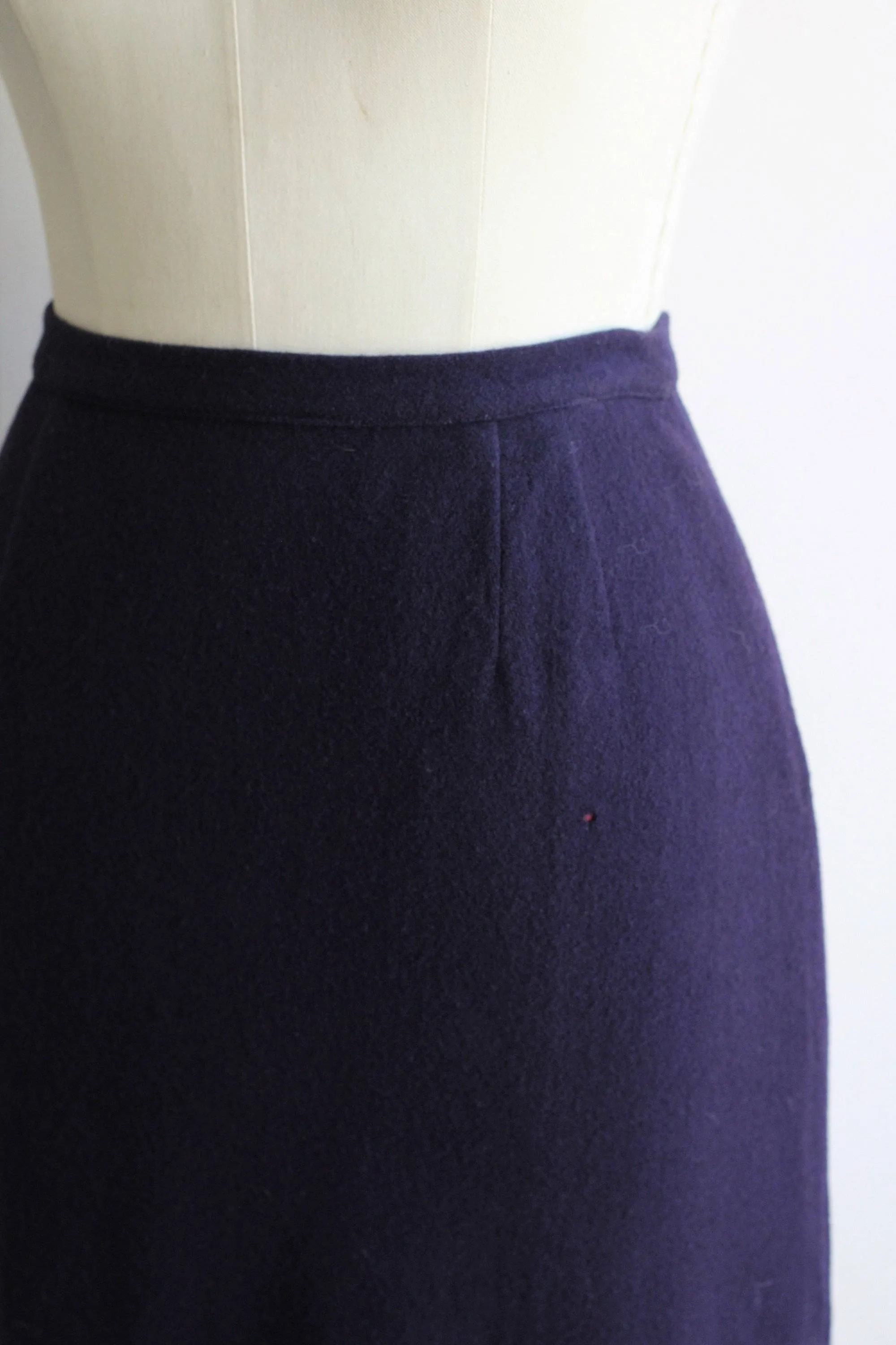 Vintage 1960s Navy Blue Wool Skirt, Campus Casuals