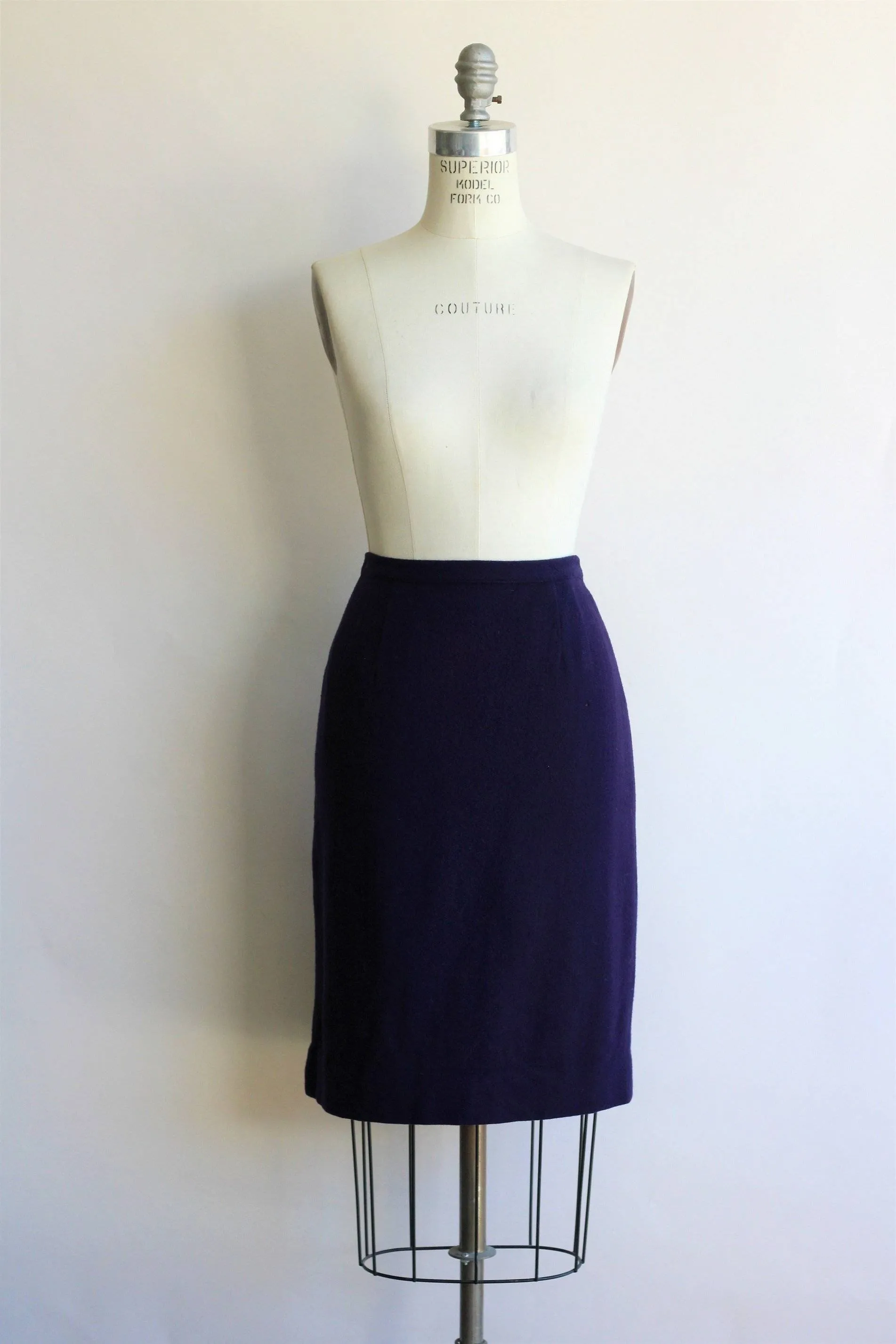 Vintage 1960s Navy Blue Wool Skirt, Campus Casuals