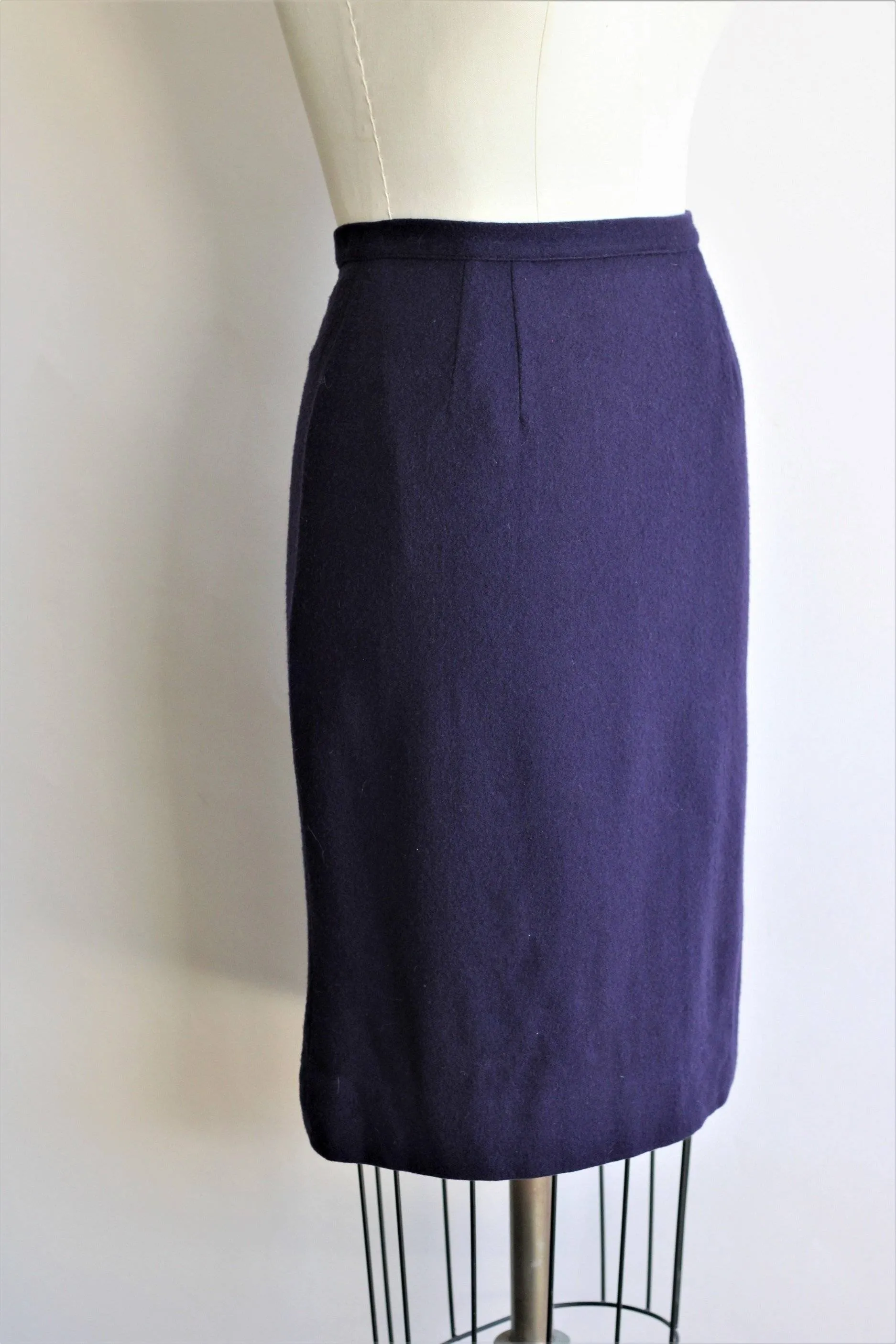 Vintage 1960s Navy Blue Wool Skirt, Campus Casuals