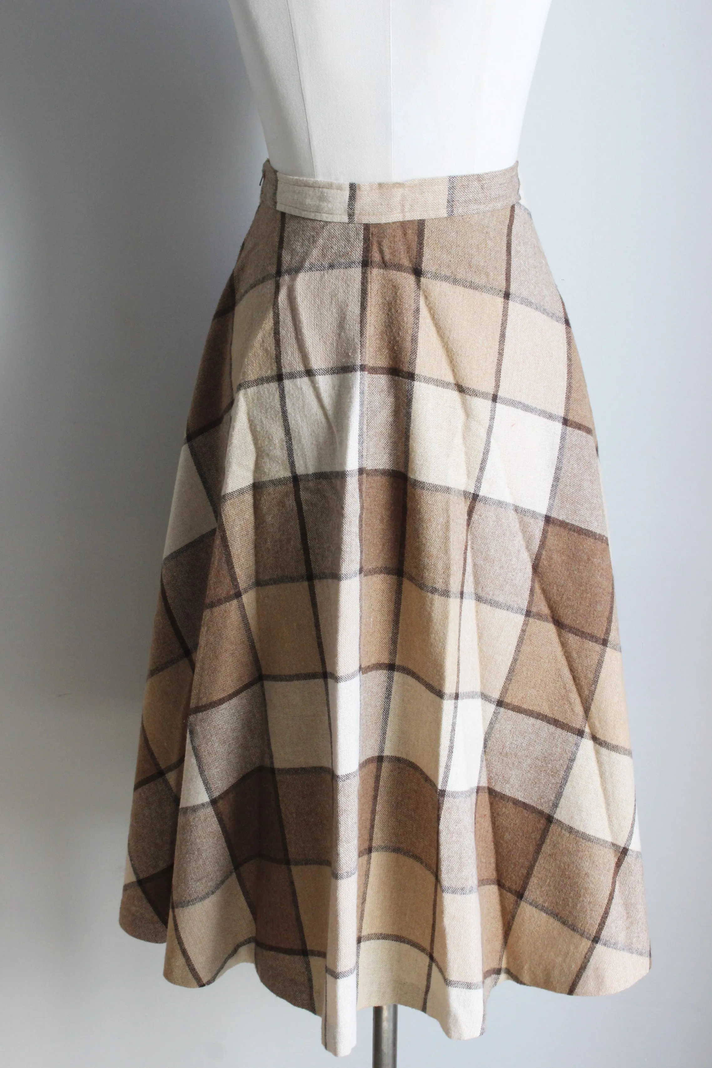 Vintage 1970s Brown Check Skirt