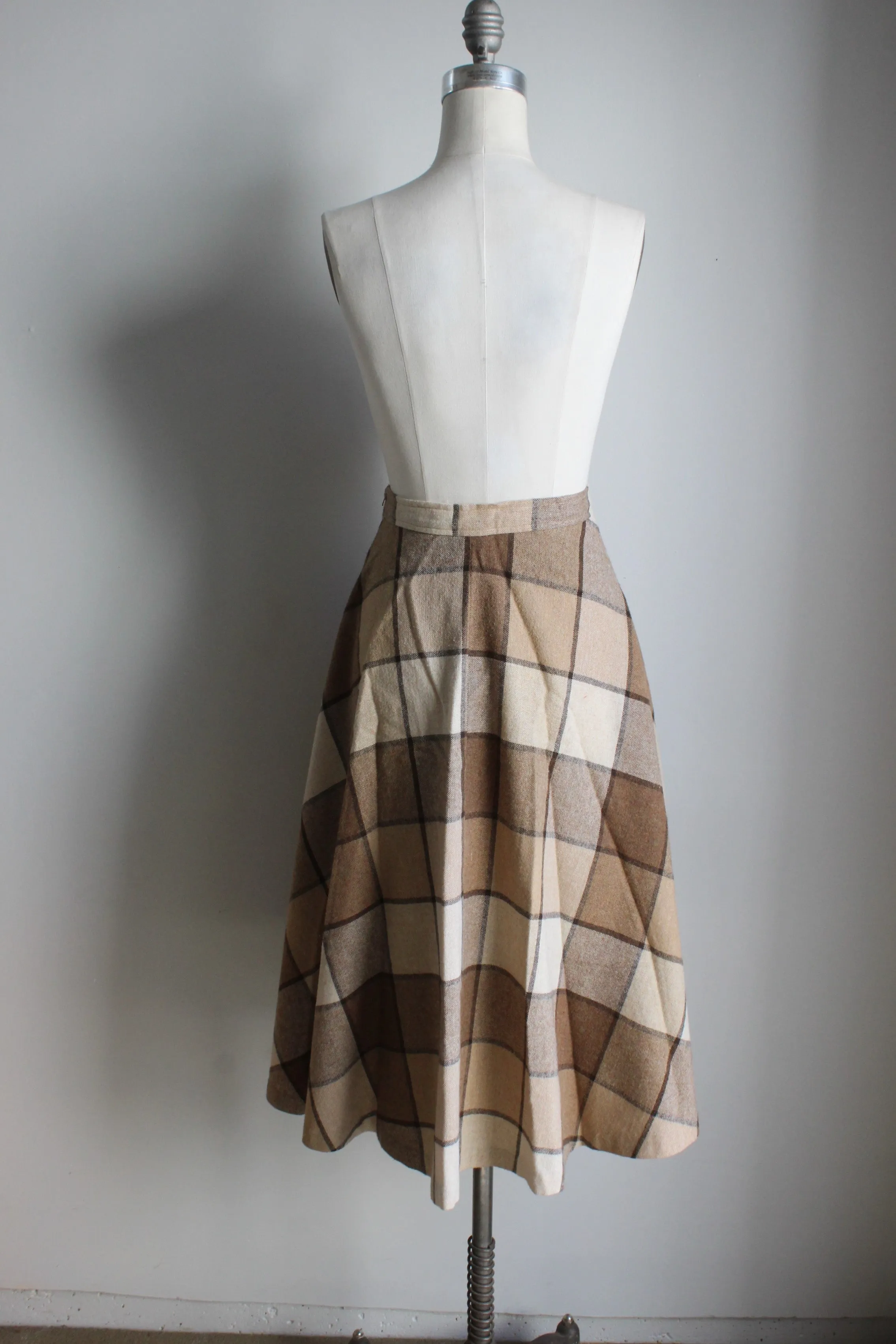 Vintage 1970s Brown Check Skirt