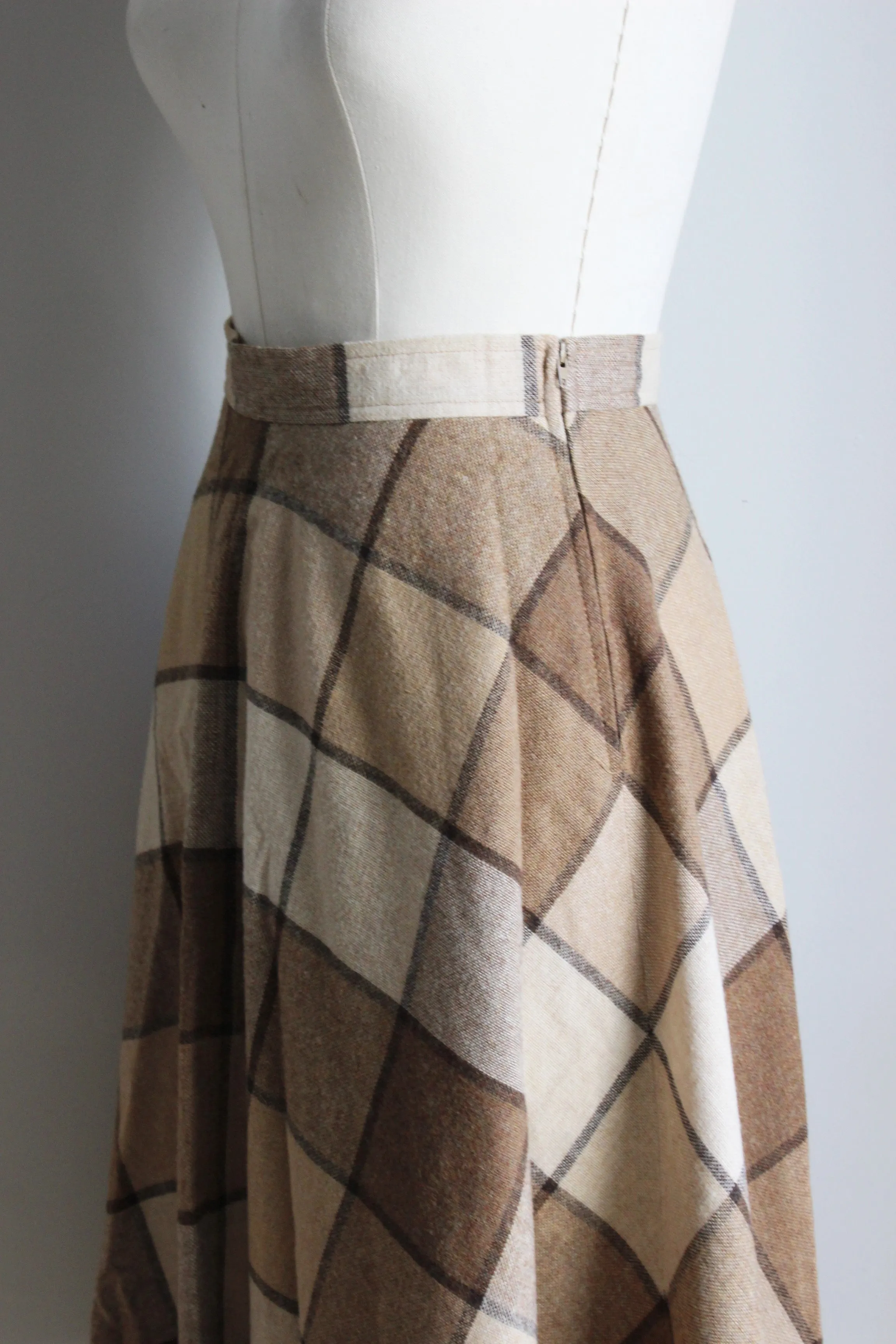 Vintage 1970s Brown Check Skirt