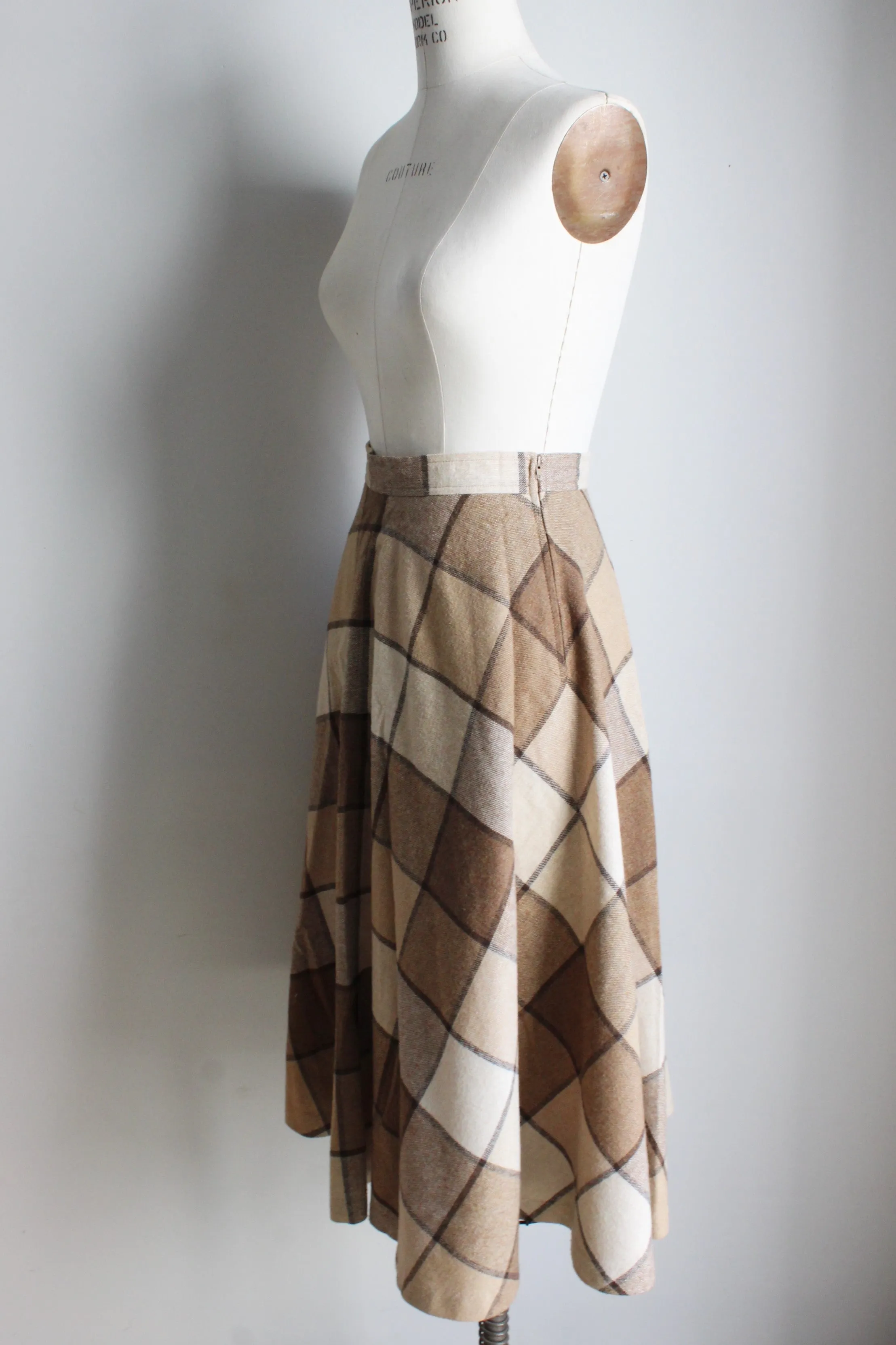 Vintage 1970s Brown Check Skirt