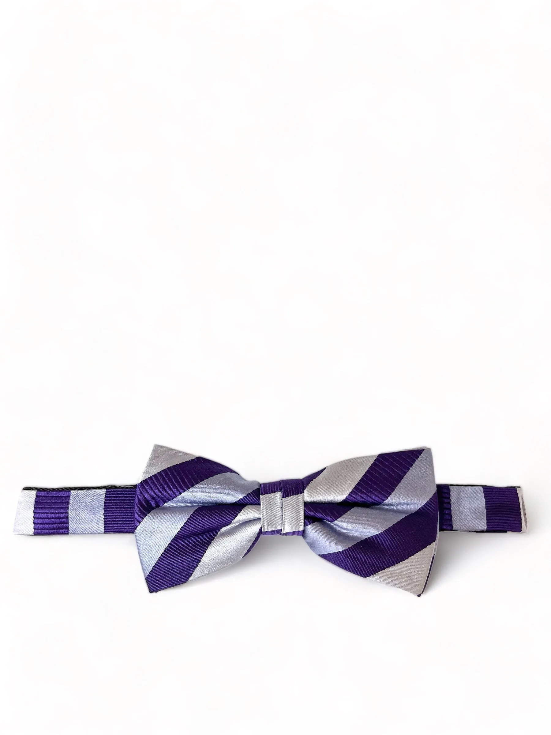 Violet Striped Silk Bow Tie and Pocket Square