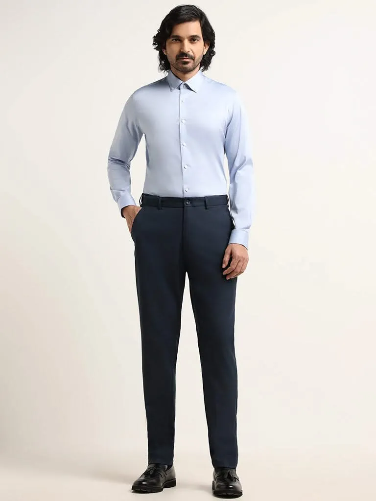 WES Formals Light Blue Slim-Fit Shirt