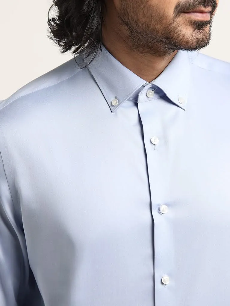 WES Formals Light Blue Slim-Fit Shirt