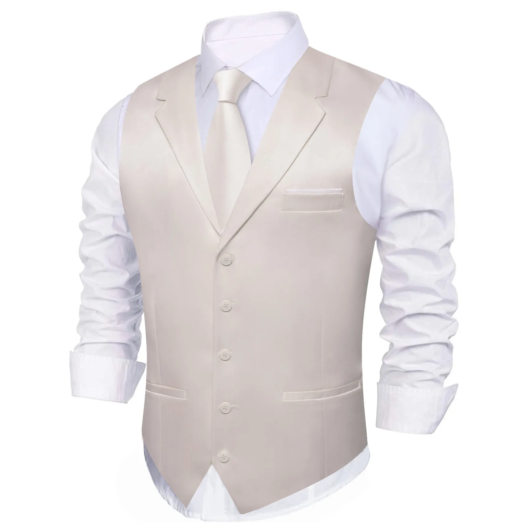 White Solid Jacquard Men's Collar Vest