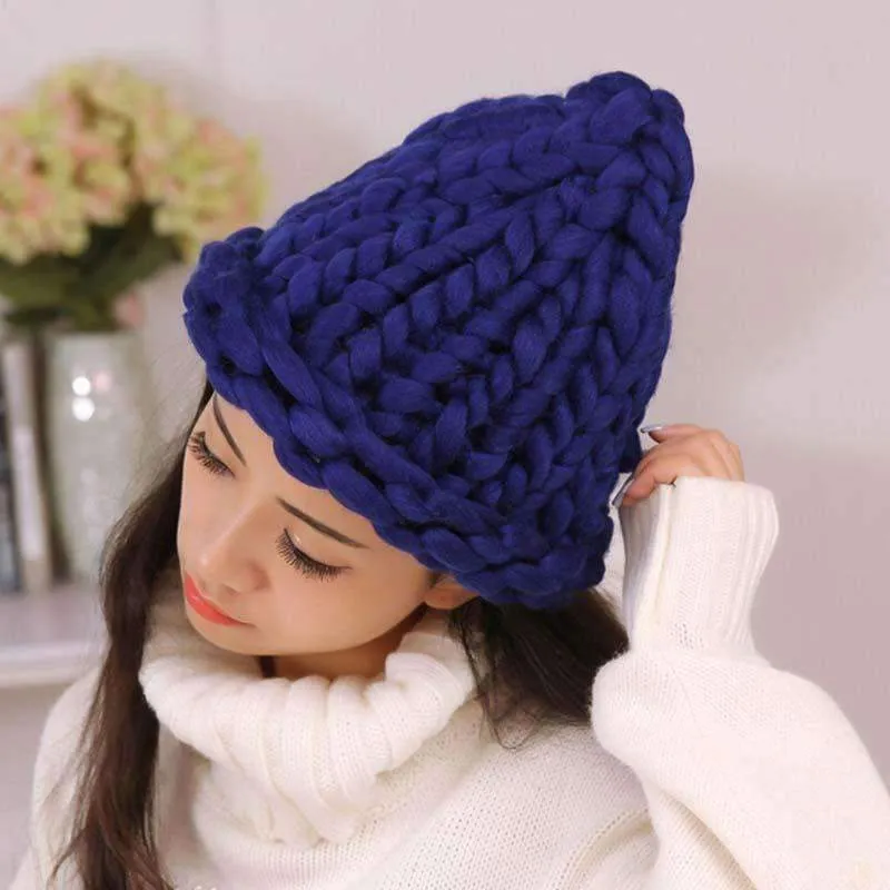 Women winter skullies and beanies, Handmade Knitted Coarse women Knit Cap, skullie Crochet hat