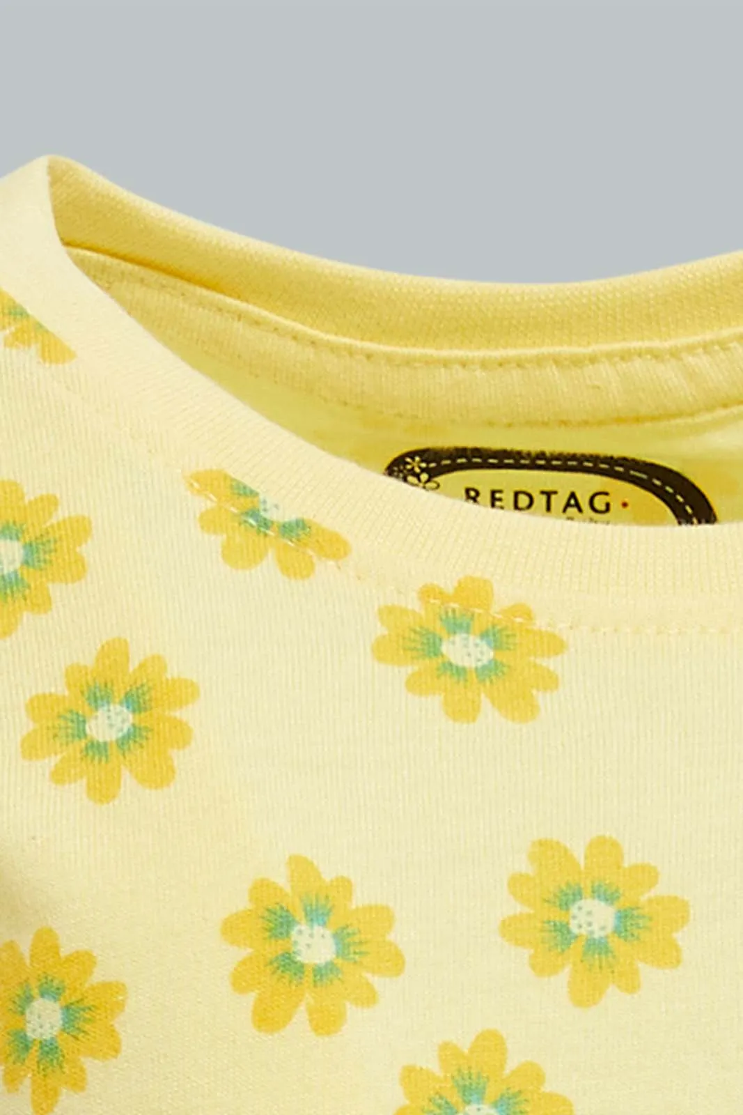 Yellow Floral T-Shirt For Baby Girls